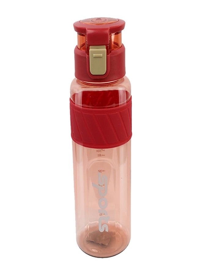 Attro Active Sports 1000ml Water Bottle with Flip Top Lid & Easy to Carry Handle ML Marking Mention for Daily Water Intake BPA Free Leak Proof - Red - Image 1